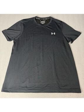Under Armour HeatGear Seamless T-Shirt Mens XL Black Athletic Gym Training Shirt